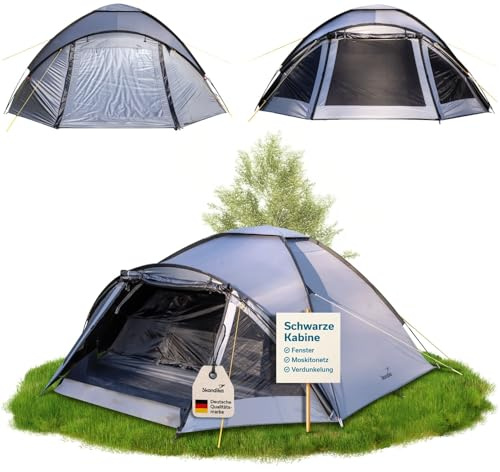 Skandika Tente dôme Dale 4 | Tente de Camping pour 4 Personnes, Technologie Sleeper, étanche 3000 mm, 2 entrées, moustiquaire, Tente de Trekking légère | Tente Igloo, Tente de Festival