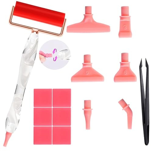 Diamond Painting Accessories Tools Set, 15PCS Updated Art Pens Thread Tips With Roller Anti-Fall, Wax for DIY Craft - White