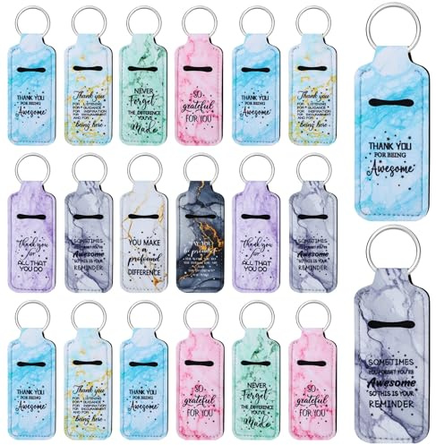 Ecation 72 Pcs Lipstick Holder Bulk Lipstick Holder Keychain Thank You Inspirational Lip Gloss Pouch Portable(Marble Colors)
