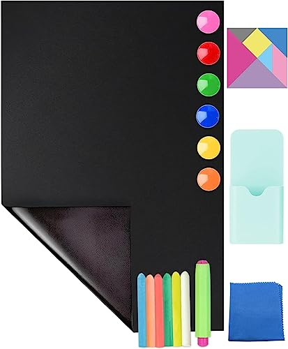 CHMMY Lot de 2 films tableau magnétique autocollant - 45 x 100 cm - Grand film magnétique - Noir - Pour réfrigérateur, chambre d'enfant