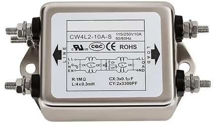 Chironal 1Pcs EMI RFI Filter AC 115/250V 10A CW4L2-10A-S Suppressor Power Line Noise Filter (CW4L2-10A-S)