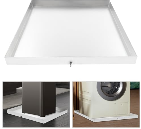 Auffangschale aus Edelstahl Bodenwanne Waschmaschine Auffangwanne mit Ablauf Spülmaschinenwanne 81 x 76 x 6.3CM für die Installation unter Waschmaschinen Trocknern Geschirrspülern Kühlschränken