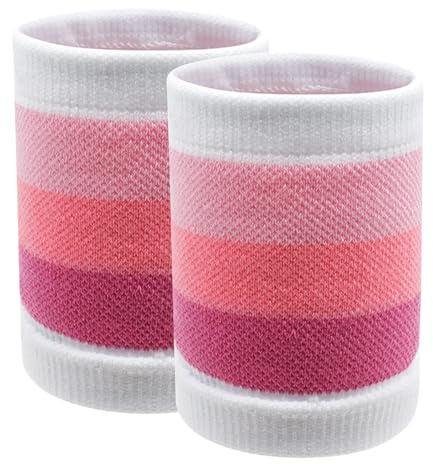 Bandeau Poignet Sport Absorbant, Bracelet Poignet en Coton Doux, pour Gym Tennis Course Basket-Ball (Rose)