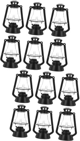 PRETYZOOM 12 STK Weihnachtspetroleumlampe Petroleumlampe Dekoration puppenhaus Beleuchtung Halloween Dekoration Halloween Decoration Heimdekoration Vintage- LED-Petroleumlampen Plastik