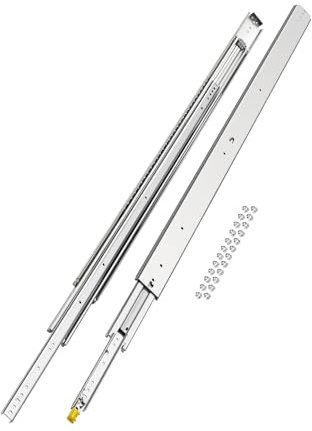 VEVOR Heavy Duty Drawer Slides, 1 Pair 60inch Locking Drawer Slides, 500lbs Load Capacity, Side Mount Ball Bearing Drawer Glides, Full Extension Industrial Locking Rail