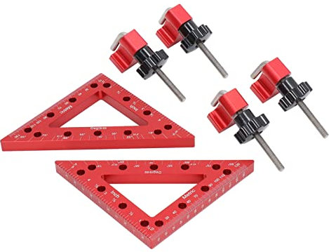 Abrazadera de ángulo recto rojo, abrazadera de esquina triangular de 90 grados para carpintería de madera, aleación de aluminio de alta dureza, fijación ajustada, acabado