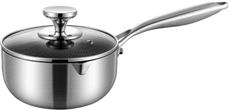 Mjölkkastrull för tove, kokkruka, lätt att rengöra nonstick vaxkakemönster med lock ångare rostsäker för kokande ångkokning smältning bryning frukost kafé