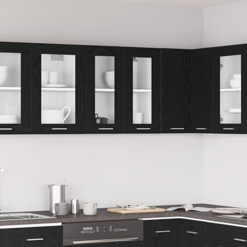 Générique Buffet en Verre Suspendu en chêne Noir - 60x31x60 cm, Fait en Bois d'ingénierie,Meubles,Armoires & Meubles de Rangement,Meubles de Cuisine,Noir,14.75 KG,863152