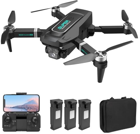 ERYUE Quadricoptère Pliable avec Double Caméra 8K, Avion télécommandé Stable pour Le Tournage Aérien, Cadeaux pour Les Enfants Débutants Argent Noir plié : 13 X 7,6 X 5,5 Cm/,12 2,99 2,17 Pouces
