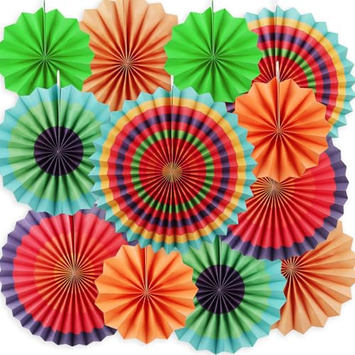 Waldspring 12pcs Decoración Carnaval Faroles de Papel, Adornos de Papel Colgantes para Carnaval, Fiestas Arcoíris, Faldas de Papel Coloridas para Cumpleaños, Primavera & Fiestas (Colorido)