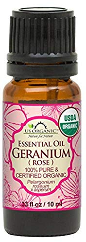 US Organic 100% Pure Rose Geranium Essential Oil (Sourced from South Africa) - USDA Certified Organic, Steam Distilled (10 ml)