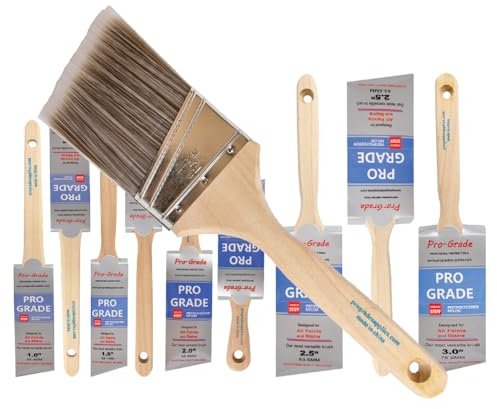 10 Pack Pro-Grade Premium Wall/Trim House Paint Brush Set Great for Professional Painter and Home Owners Painting Brushes for Cabinet Decks Fences Interior Exterior & Commercial Paintbrush.