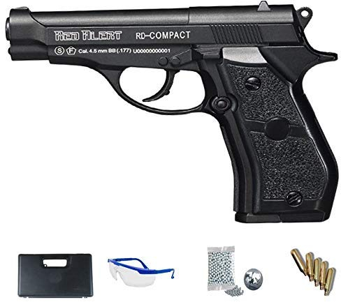 Gamo Red Alert RD Compact - Pistola Full Metal + maletín + Accesorios. Arma de balines (perdigones BB's de Acero Cal 4.5mm) y CO2 (Botella de Aire comprimido) SEMIAUTOMÁTICA <3,5J