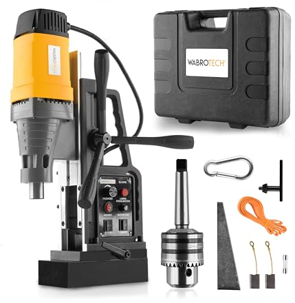 WABROTECH® WT23RE Magnetbohrmaschine 50 mm - Magnet Kernbohrgerät 580 U/min - Magnethaltekraft 13000 N - Tragbar Magnetbohreinheit M3-M16 für Metallbearbeitung - Kernbohrmaschine 1880 W - Magnetbohrer