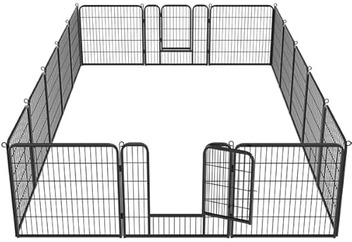 Yaheetech Recinto per Cani Cuccioli Conigli Gatti Animali Domestici da Interno e Esterno Giardino Rete Recinzione Metallica Ferro 16 pz 80 x 80 cm