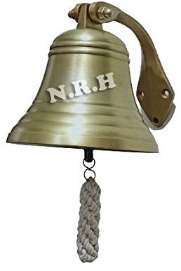 6 Brass Ship Bell Wall Mounted Bracket Nautical Hanging Home Decor Door Bell