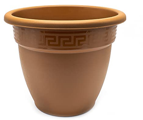 CABLEPELADO Macetero rendondo de plastico, Maceta de plástico, Tiesto para Flores, Macetero para Suelo, 37 cm Altura x 47 cm Diámetro Superior x 22 cm Diámetro Inferior, Plástico, Marrón
