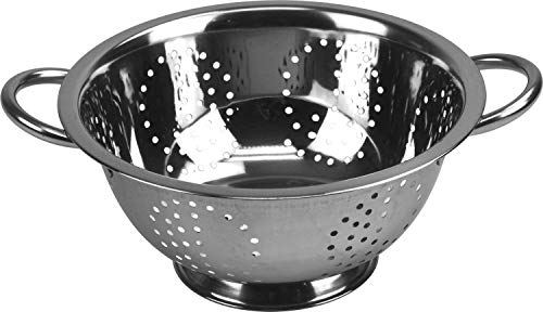 Acense Stainless Steel Colander, Steel Base/Handle, Quick Draining, Multiple Micro-Perforations, Multi-Purpose: [Pasta/Vegetable/Spaghetti/Fruit], Dishwasher Safe, Size: 24cm