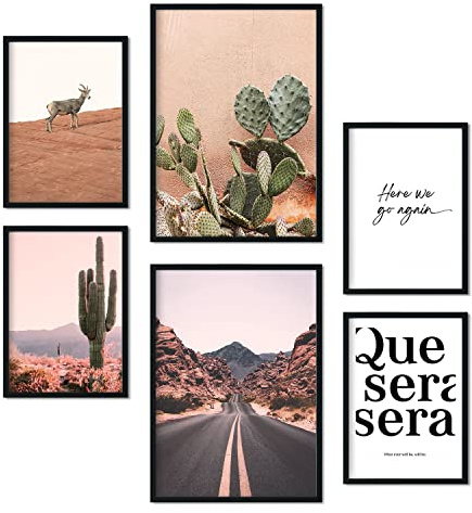 Nacnic - Conjunto 6 Pósters Fotografías Desierto Mexico - Impresión Arte Mural - Cuadros Decorativos Salón Dormitorio Habitacion - A3 y A4. Sin marco
