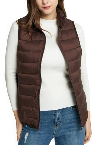 Alpine Swiss Jodie Women’s Lightweight Puffer Vest | Warm Down Alternative Insulated Vest Jacket | Packable Water-Resistant & Versatile Layering Outerwear Windproof with Zipper Pockets BRN L
