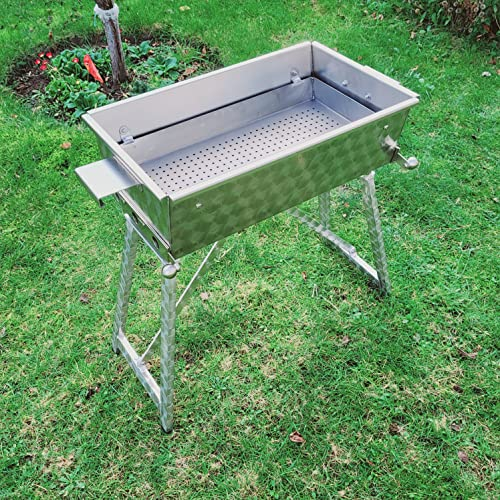 Generisch Rostfritt stålgrill, sportfiskare, picknickgrill med fällbara ben, campinggrill, grill, kolgrill, mangal, rostfritt stål, V2A (60 x 30 cm)