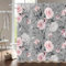 Hnmdmyi Duschvorhang Blumen 180x200, Rosa Grau Blume Duschvorhänge Elegant Vintage Blüte Aquarell Rosen Badewanne Vorhang Wasserdicht Polyester Stoff Waschbar Badevorhang für Badezimmer mit Haken