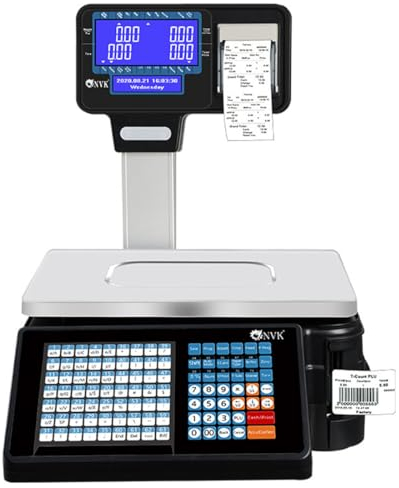 Preisrechnende Waage mit Stangenanzeige, Waage mit integriertem Drucker, Turmstangenanzeige, Registrierkasse, Etikettendruckwaage Stangenanzeige, 30kg/60lbs Kapazität, Handelskasse