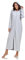 COLORFULLEAF Damen Reißverschluss Bademantel Langarm Kapuze Fleece Bademantel Weich Warm Hausmantel Loungewear mit Taschen(Hellgrau,XL)