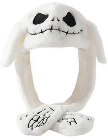 Focupaja Orejas de Animales Saltando Sombrero Cosplay Sombrero con Orejas Floppy Gorro de Halloween Divertido Blanco