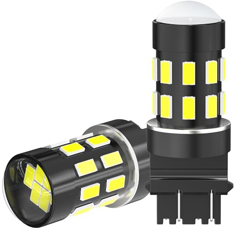 AGLINT 3157 LED Bombilla 24SMD Alta Brillante 3156 T25 P27/7W 12V 24V Para Coche Luz Marcha Atrás Señal De Giro Freno Cola Luces DRL 6500K Blanco 2 Unidades