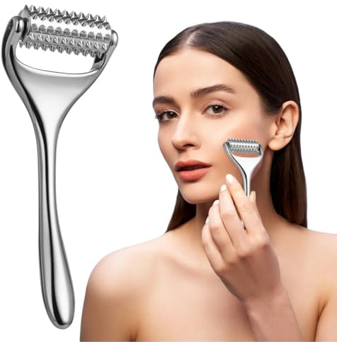 Massageroller, Handheld Akupunkturrolle, Metall Handheld Akupressur Massagegerät mit 100 Triggerpunkten, Manuelles Massagegerät für Nacken Arm Bein Fußentlastung