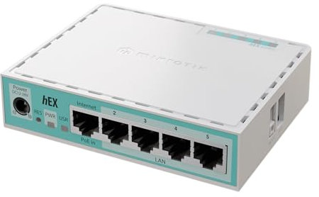 Mikrotik - Enrutador Hex de 5 Puertos Gigabit de 512 MB RAM (E50UG)
