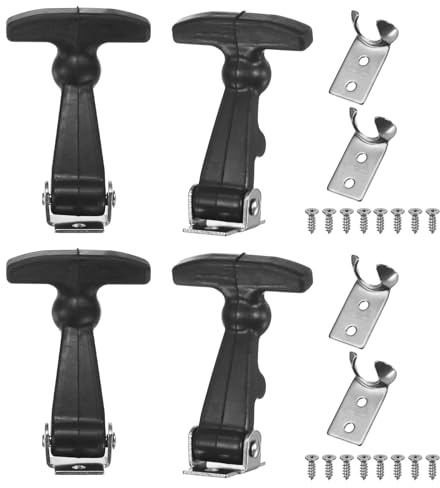 M METERXITY 4-pack elastiskt gummi huvfångst, 2,7 tum flexibla dragspärrar med fästen flexibelt T-handtag hasp gummi med skruvar för verktygslåda/husbilar/fordonsmotor/huva, silversvart