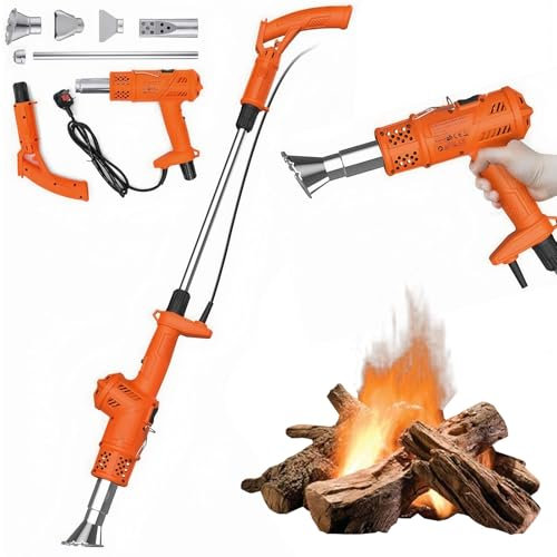 3 in 1 Electric Weed Burner with 5 nozzles for Flame Weeding, Roofing, Melting Ice orange color