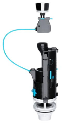 Hulthor Dual Flush Valve for Toilet Cistern – Universal Push Button Replacement Kit, WRAS Approved, Fits 1.5 & 2 Outlets (300mm Cable)