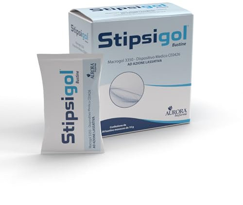 Aurora Biofarma Stipsigol 30 Bustine- Lassativo Forte per Stitichezza e Pancia Gonfia - Regola il Transito Intestinale