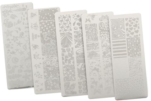 Homoyoyo Kit 5 Plaques De Nail Art Stamping Petites Tailles Motifs Animaux Sous-marins Cœurs Pour Manucure Vernis à Ongles Usage Été