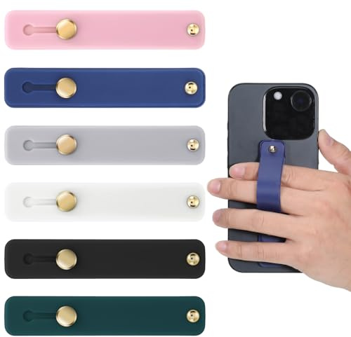 Giantree 6 stycken mobiltelefon och öglor, fingerhållare, silikon, placerabart finger-mobilhandtag för de flesta mobiltelefoner