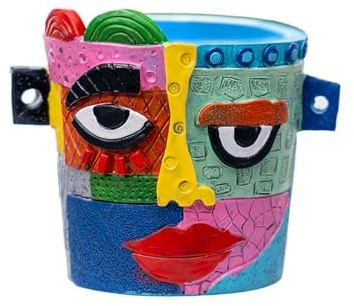 Coniuty Pot de plantes à visage abstrait, pot de fleurs tête de Picasso pour plantes d'intérieur, pot de fleurs amusant, vase coloré pour succulentes pour jardin extérieur et décoration d'intérieur (A