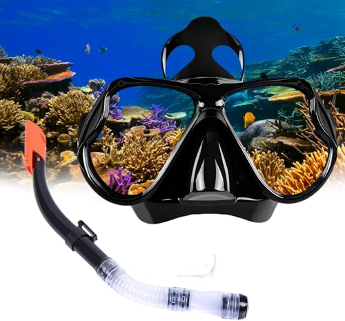 Masque de Plongée, Lunettes de Plongée, Masque Tuba Adulte, Verre Trempé Haute Définition, Équipements de Snorkeling pour Adulte, Convient pour Le Snorkeling et Les Randonnées Aquatiques