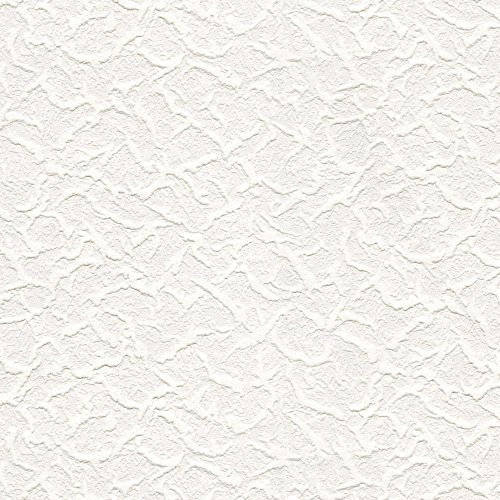 Belgravia Blown Vinyl White Cracked Ice Textured Wallpaper - Modern Wallpaper for Living Room, Bedroom, Fireplace - Decorative & Paintable Luxury Wall Paper (White)