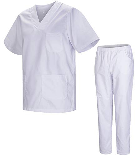 MISEMIYA - UNIFORME SANITARIO UNISEX UNIFORMES SANITARIOS MÉDICOS CON PANTALON BLANCO 817-8312-BLANCO - XS, Blanco
