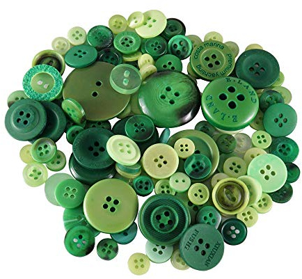 WedDecor Mixed Green 50g Round Resin Buttons, 2 & 4 Holes