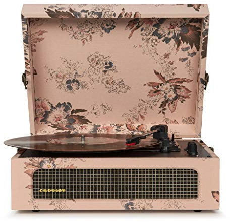 Crosley Voyager Portable Turntable - Bluetooth Record Player, 3-Speed Suitcase Vinyl Player, Home Turntables for Vinyl Records, Built in Stereo Speakers & Bluetooth Receiver, AUX Input, Floral