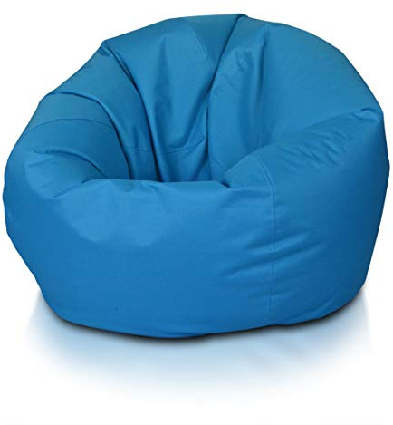 Ecopuf - Pouf Poltrona Sacco Azzurro Taglia M - Puffo Per Sedersi da Esterno e Interno - Puff in Tessuto Antistrappo Impermeabile - Imbottitura in Palline di Polistirolo - Dim 90x50 cm