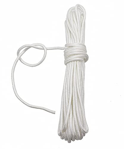 20M(64ft) Nylon Rope,Rattail Silk Cord,Satin Nylon Trim Cord (White, 6mm) | 2/3/4/6/8/10/12MM All Purpose Rope,Assorted Colors Nylon String Twisted Durable Long Ropes