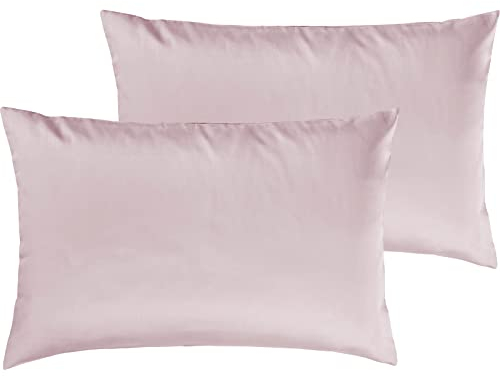 Pure Label 2er Set Mako Satin Kissenbezüge 40x60 cm aus 100% Baumwolle in rosa - Traumhaft weiche Deko Kissen passend zu unseren Bettwäsche Sets