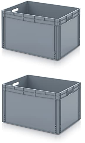 Auer Packaging 2x Eurobehälter-Eurobox 80 x 60 x 52 Euro Behälter 800x600x520 große Box Kunststoffbehälter inkl. Zollstock