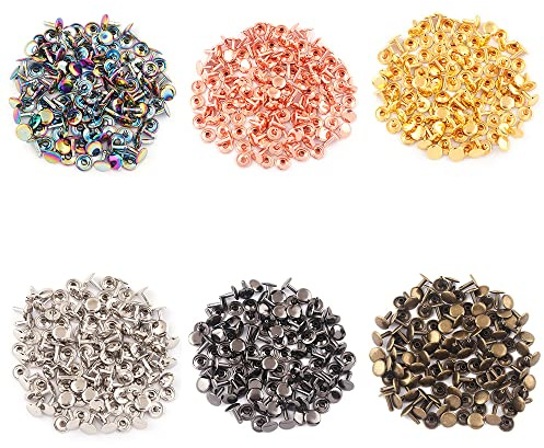 Mixed Color Tubular Double Cap Rivets - 12mm Metal Button Round Rapid Rivet Rivet Studs for Purse Handbags Shoes Belts Leather Craft(12mm Each Color 20pcs)