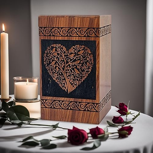 Prime art Urnes en bois pour cendres d'adulte Urne funéraire Urne en bois pour cendres humaines Urnes arbre de vie Urnes pour cendres humaines adultes